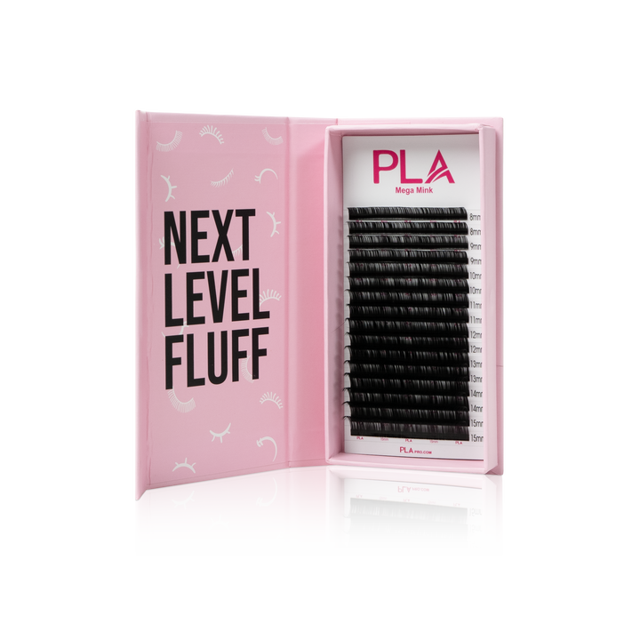 Mega Volume Mink Lashes from PLA, Single Length (front view of the open box)