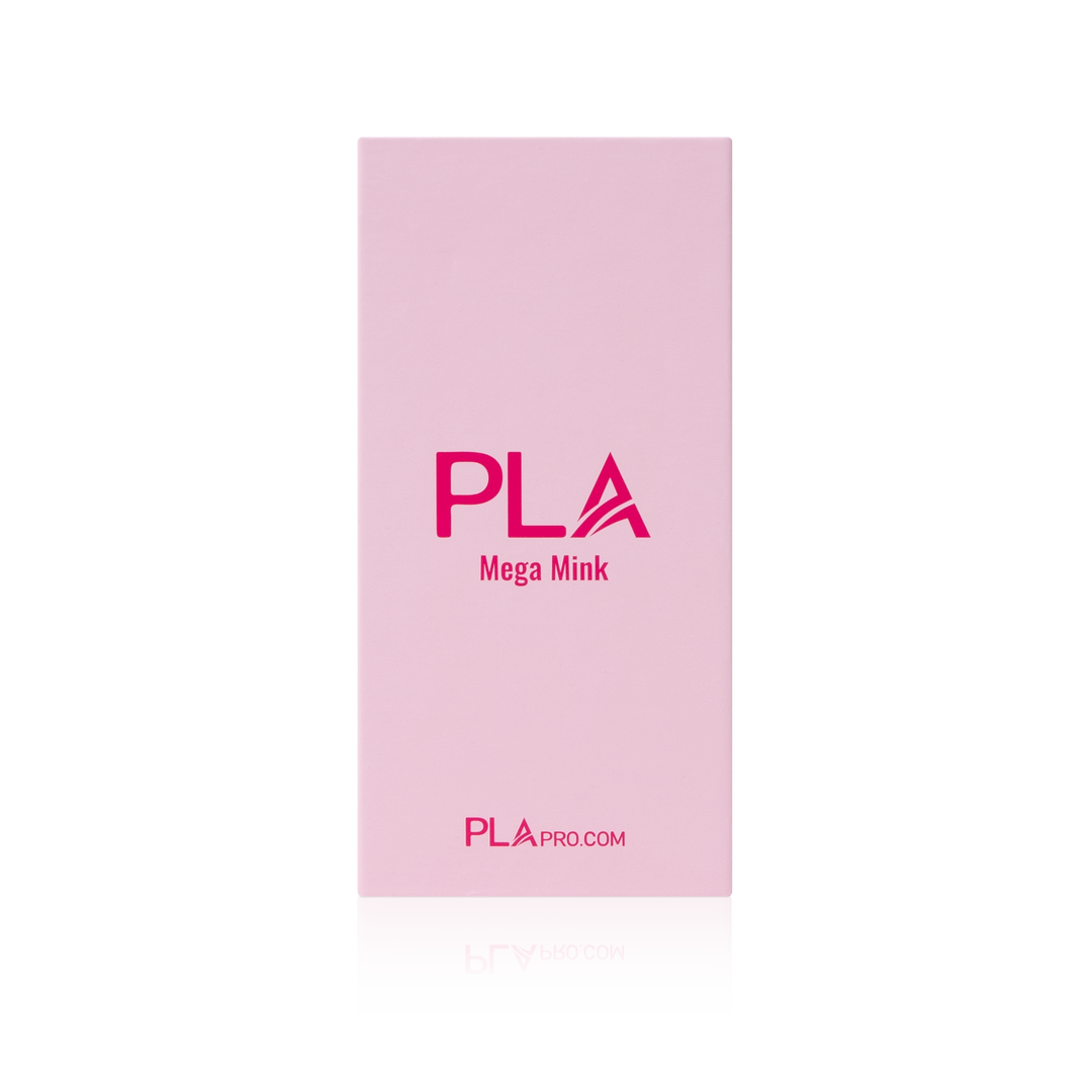 Mega Volume Mink Lashes from PLA, Single Length (front view of the closed box)