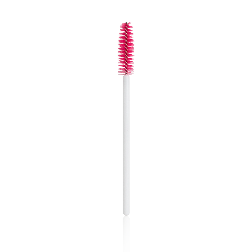 Eyelash Brush Wands from Paris Lash Academy: White and Pink Spoolie (front view)