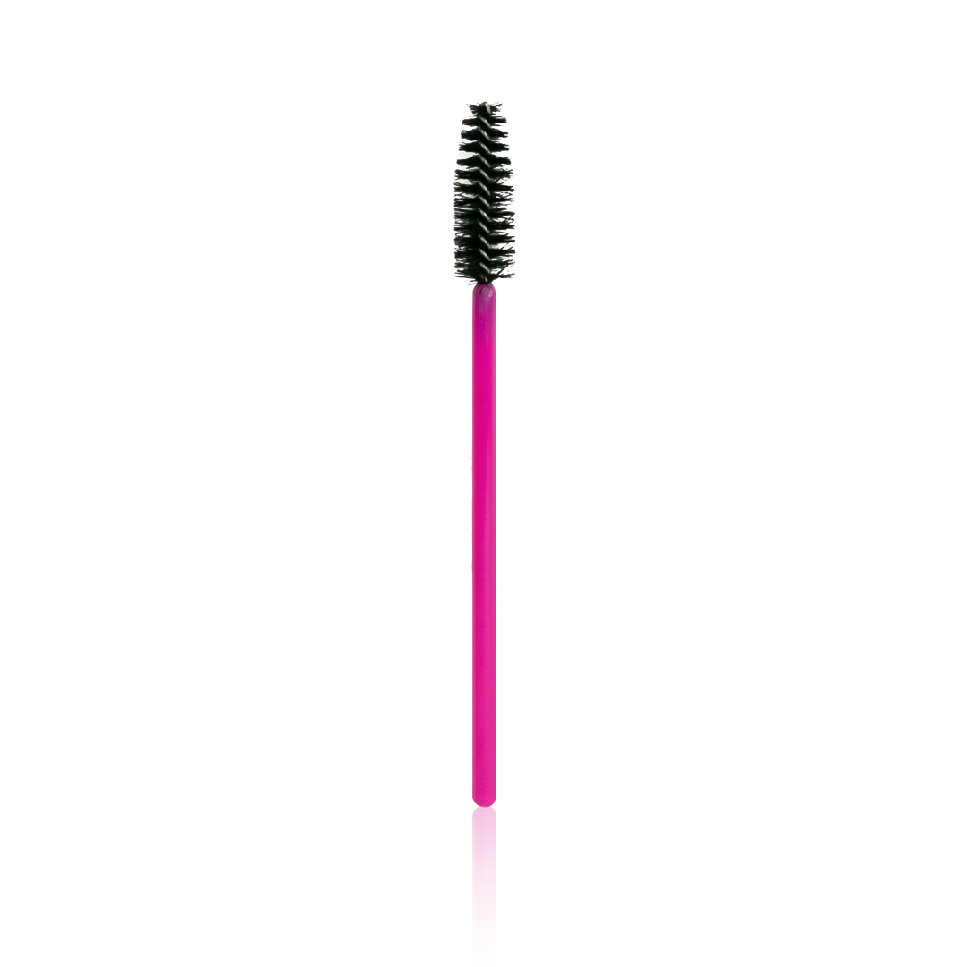 Eyelash Brush Wands from Paris Lash Academy: Pink and Black Spoolie (front view)