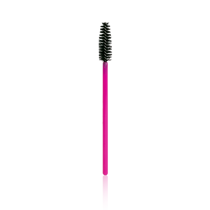 Eyelash Brush Wands from Paris Lash Academy: Pink and Black Spoolie (front view)
