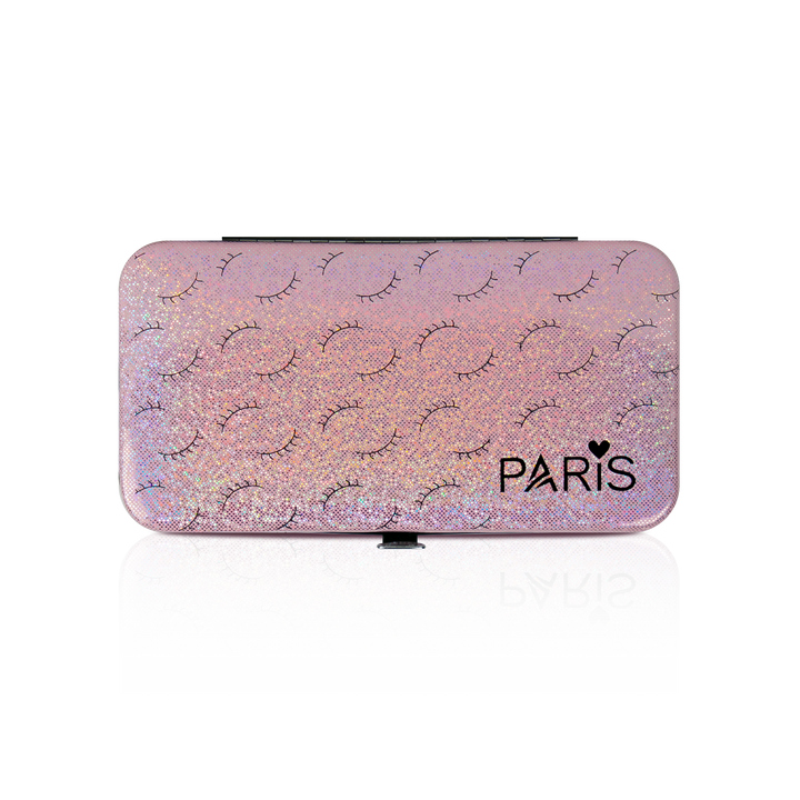 Magnetic Tweezer Case from Paris Lash Academy: Pink Blush Eyelash Design (front view)