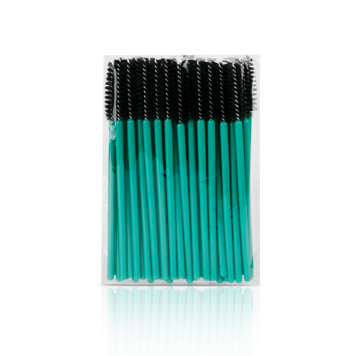 Eyelash Brush Wands from Paris Lash Academy: Teal/Green Spoolie (front view of pack)