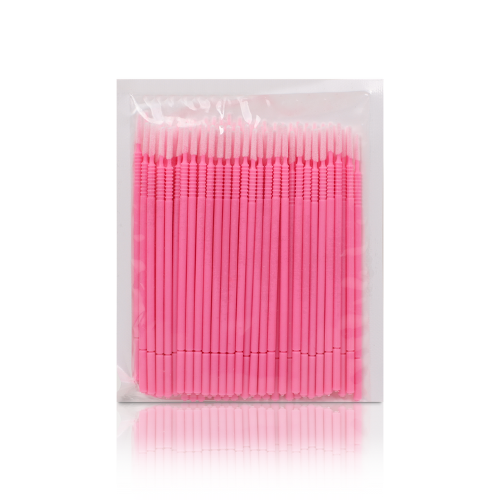 Long Tip Micro Brushes from Paris Lash Academy: Pink (front view of pack)