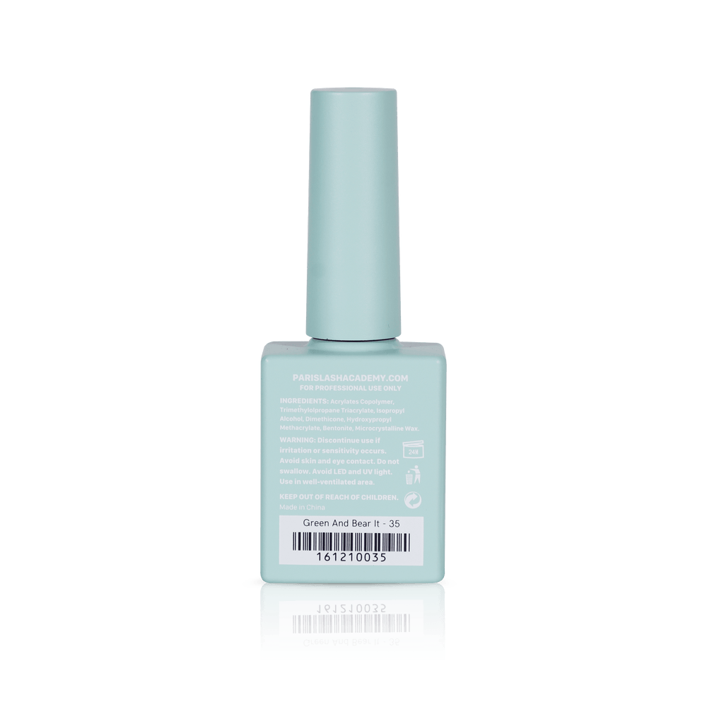 Pastel nail polish from PLA: Green And Bear It #35 (gel, back view)