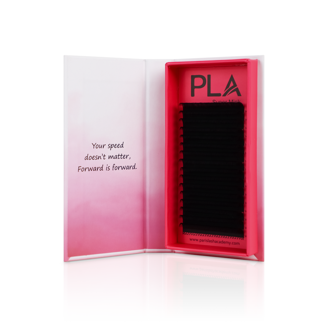 Flat lash extensions from PLA: 0.15 Mix Flat Lash Trays (front view of tray)