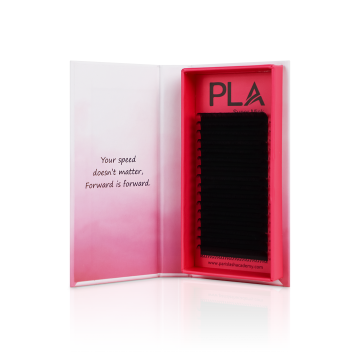 Flat lash extensions from PLA: 0.20 Mix Flat Lash Trays (front view of tray)
